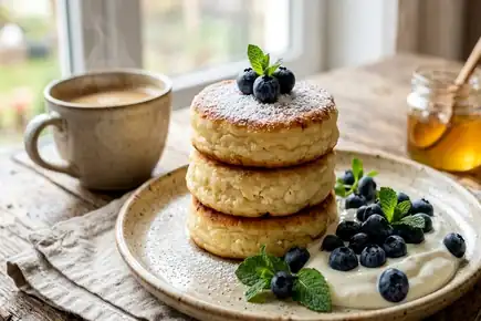 Манная каша без комочков с карамельным сахаром и ягодами